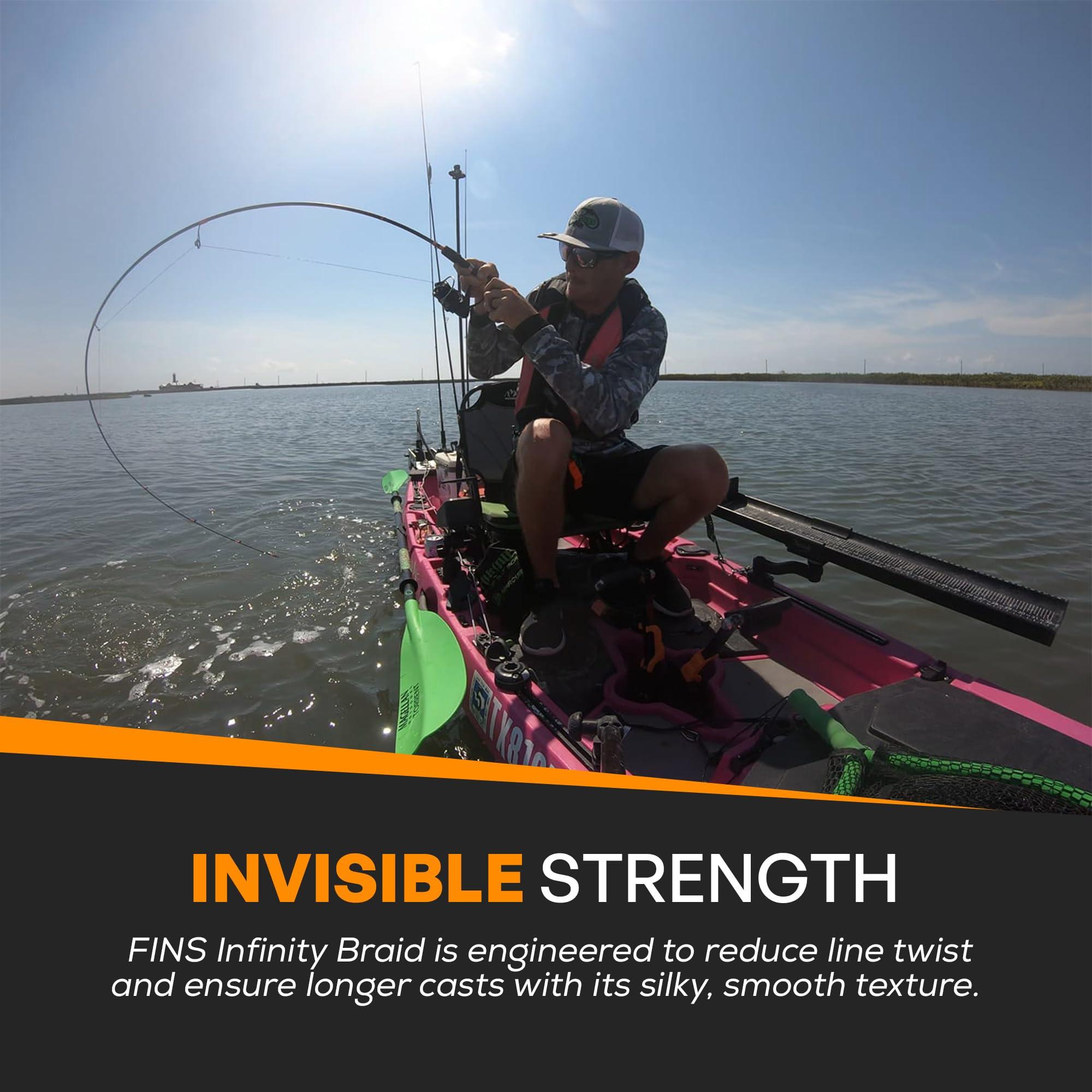 FINS FINS Infinity Braid - USA Made - Silky Smooth 8-End Jet Black Braided Fishing Line for Superior Casting and Quiet Performance in Guides - 1500 Yds - 65 lb