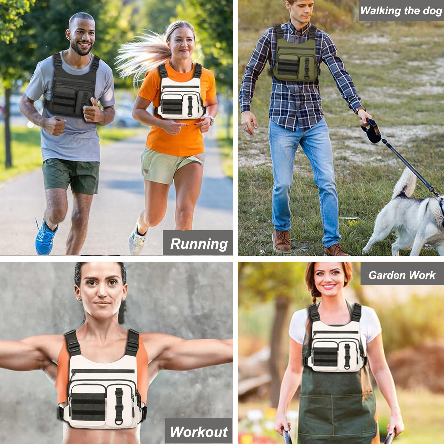 Criuage Criuage Outdoor Chest Bag for Men, Lightweight Running Vest with Water Bottle Pocket, EDC Chest Pack for Hiking,Cycling