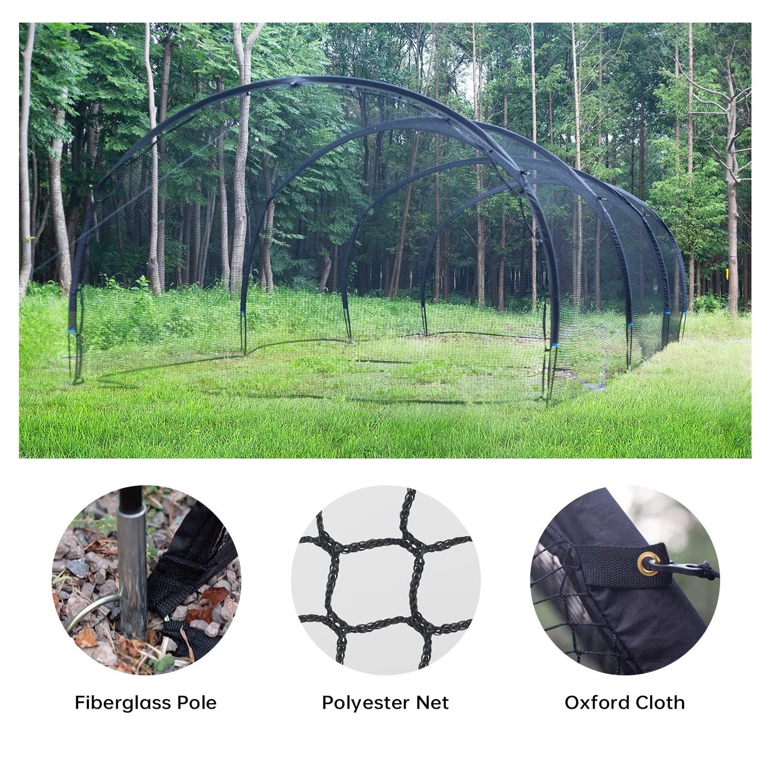 Holymus Pro 20FT Baseball Batting Cage Net and Frame, Baseball & Softball Hitting Cage Netting for Pitching Training in The Backyard - with Pitching Backstop and Carry Bag
