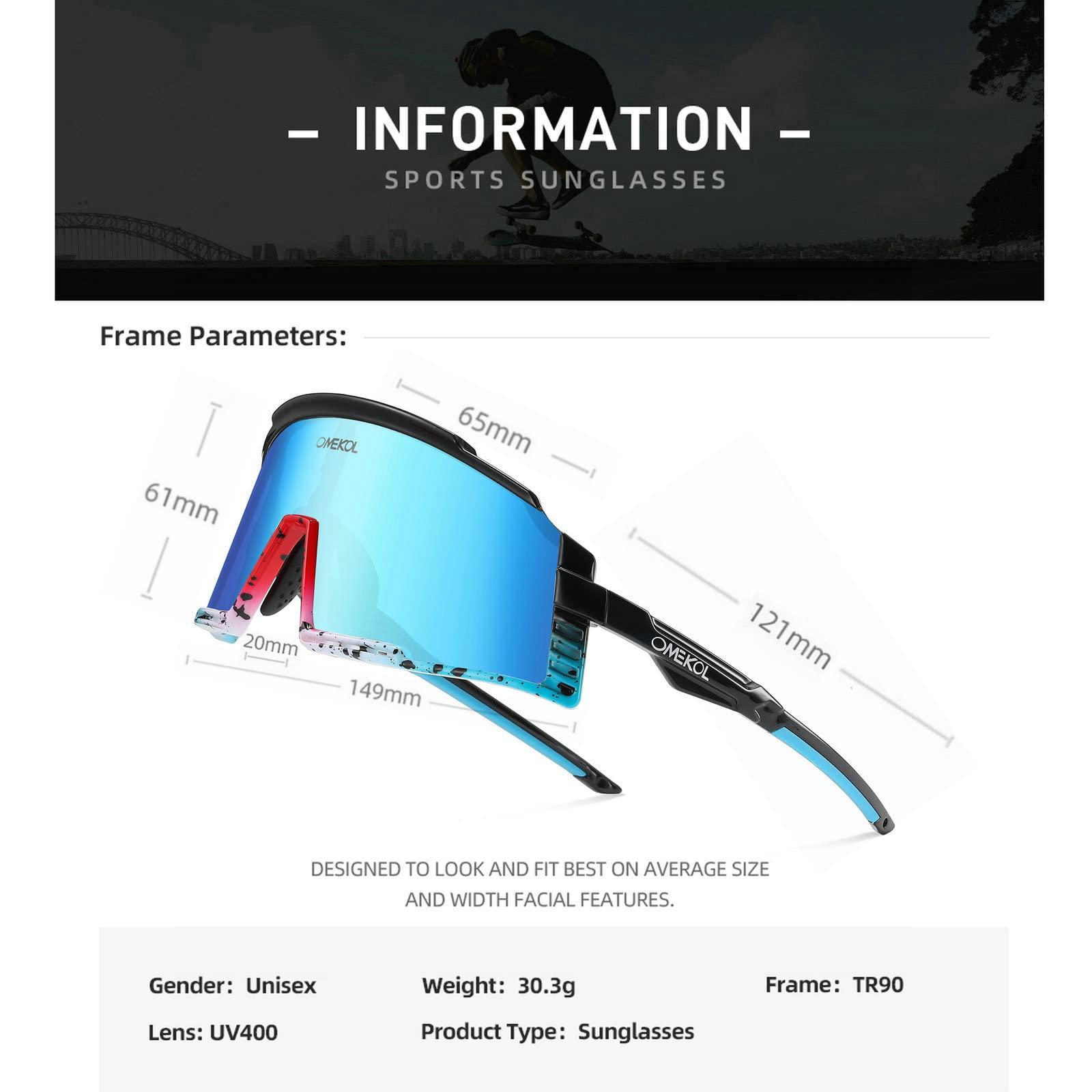 OMEKOL OMEKOL Sports Baseball Sunglasses Men Women Running Cycling Glasses Mountain Bike Goggles MTB Riding Bicycle Eyewear Outdoor(F2)