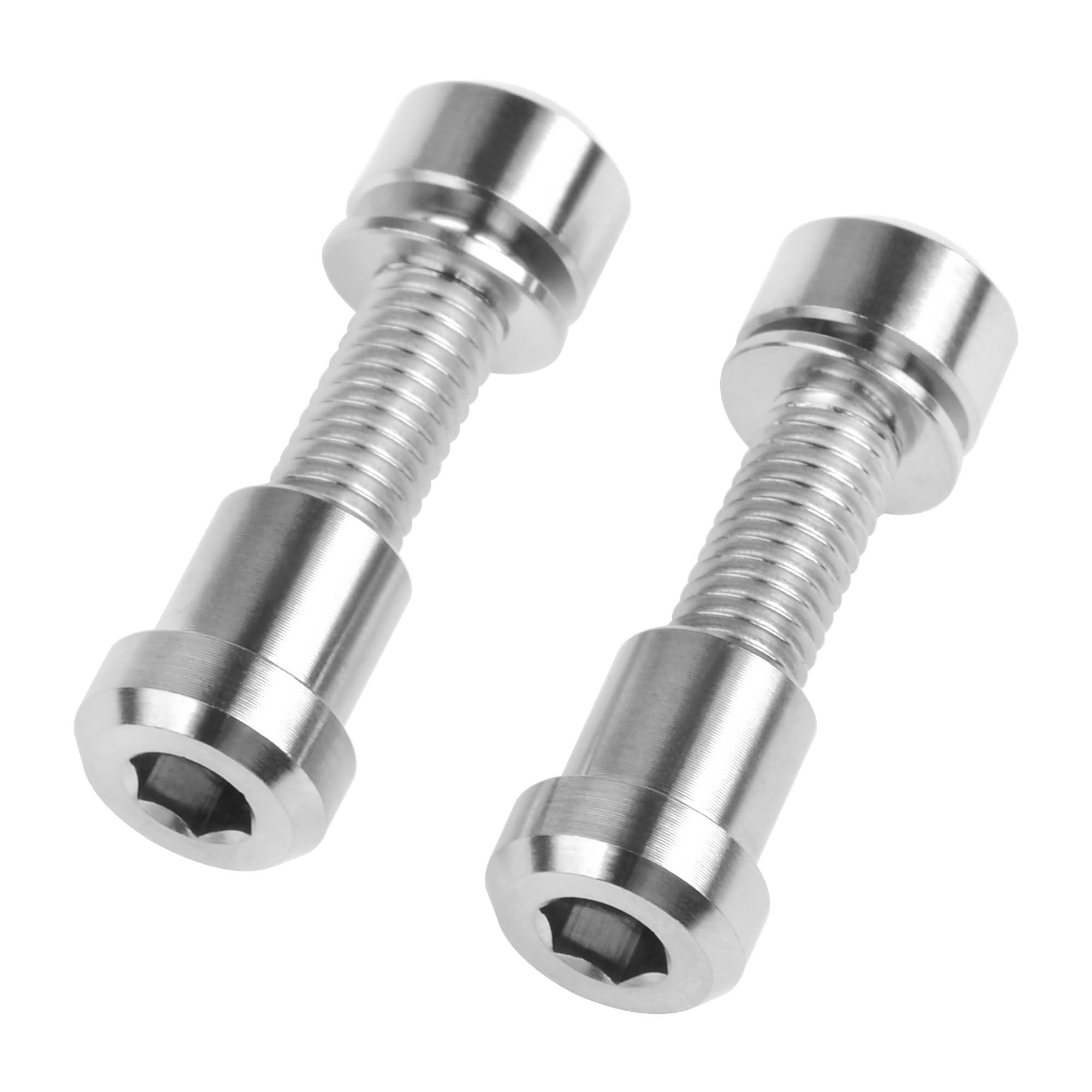 Wanyifa Wanyifa Titanium M5x16 18 20mm Bolt with Washer Hex Head Screw Steerer Clamp Nut for Bicycle Stem Front Forking Lock (Silver Square Head, M5x18mm)