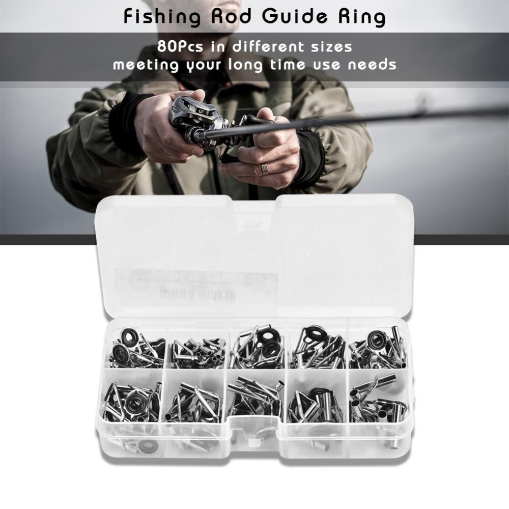 Alomejor Fishing Rod Stainless Steel Carbon Rod Guides Fishing Rod Eyes Guides Line Rings for Outdoor Fishing