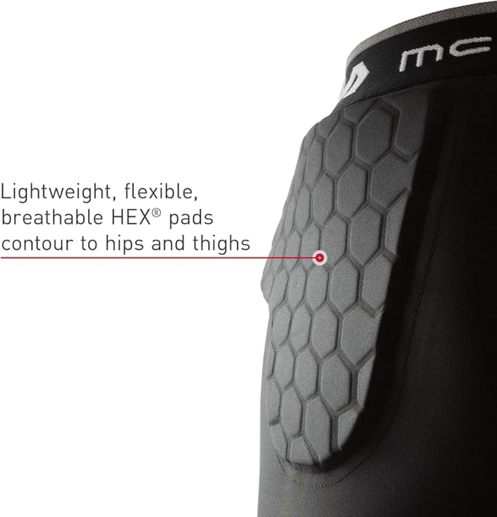 McDavid McDavid Padded Compression Shorts with HEX Pads Dual-Density Thudd Tights with Hip, Tailbone, Thigh Padding. for Men and Women with Cup Pocket White