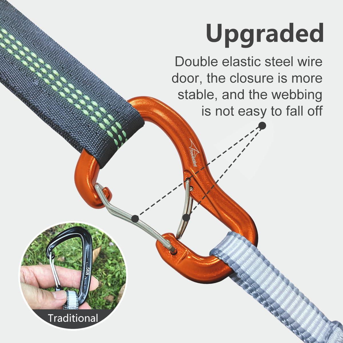 Travel Bird Travel Bird Heavy Duty Carabiner Clip Hook 8KN (1763 lbs), 2 PCS Ultra-Light Aluminum Caribeaners with Double Door D Ring Shape, for Hammock, Camping, Hiking, Backpacking, Dog Leash, Keychain Clip