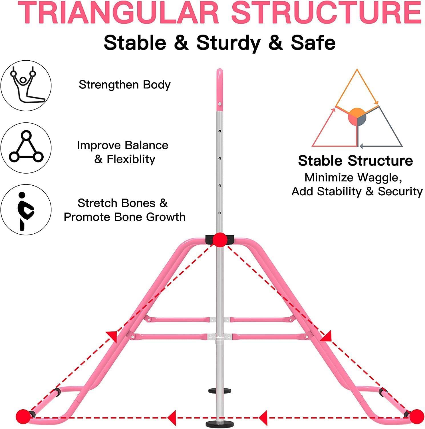 EVERYMILE EVERYMILE Gymnastics Bars for Home, Adjustable Height Folding Horizontal Bars, Junior Training Kip Bar Expandable Gym Equipment, Monkey Bar with Gymnastics Rings for Kids Gifts
