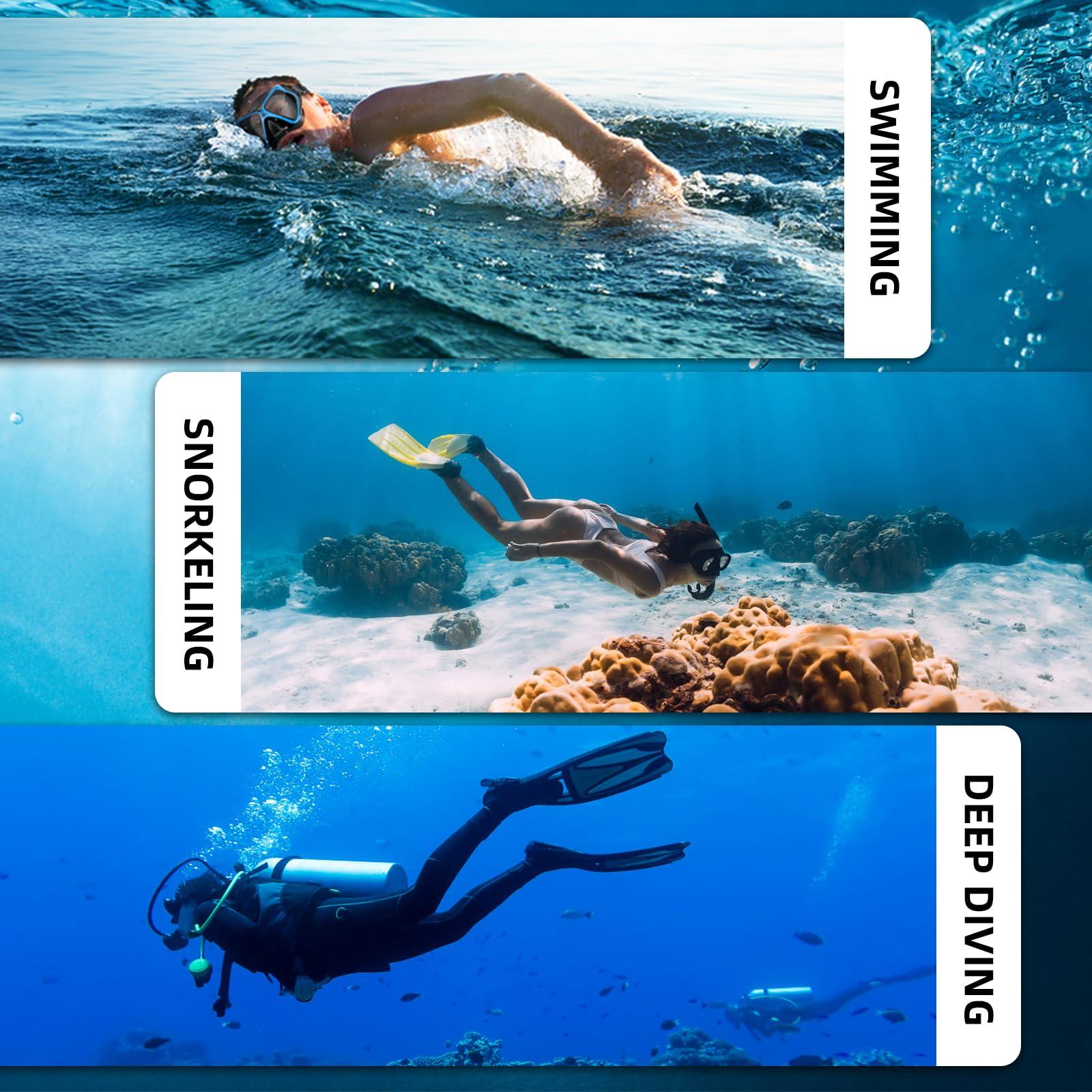 ITOWE ITOWE 2 Window Swimming Goggles Snorkel Mask Adult Unisex Tempered Glass Shatterproof Scuba Diving Mask Anti-Fog No Leak Snorkeling Mask 180 Clear View Goggles with Nose Cover Youth Men Women