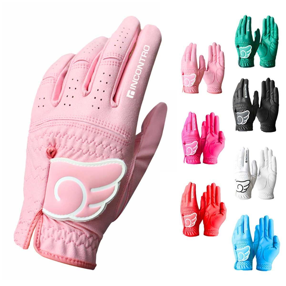 Dongsan Sports Wing Golf Gloves INCONTRO - 7Colours, Microfiber, Slim Fit, All Weather, Washable, Touch Screen Compatibility, and Water Resistent. Left Hand for Men/Women. (Soft Pink, XX-Small (18))