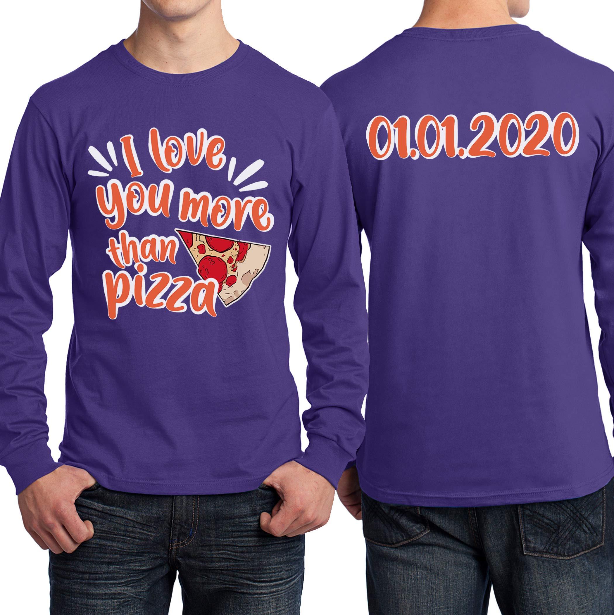 TEEAMORE Custom Long Sleeve Shirts Design Your Own Add Your Photo Image Text for Men Women Front & Back Side Purple