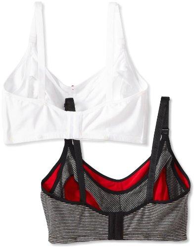 LEADING LADY Leading Lady Women's Nursing Bra Wireless Cotton (2-Pack), White/Gray Stripe, 44C