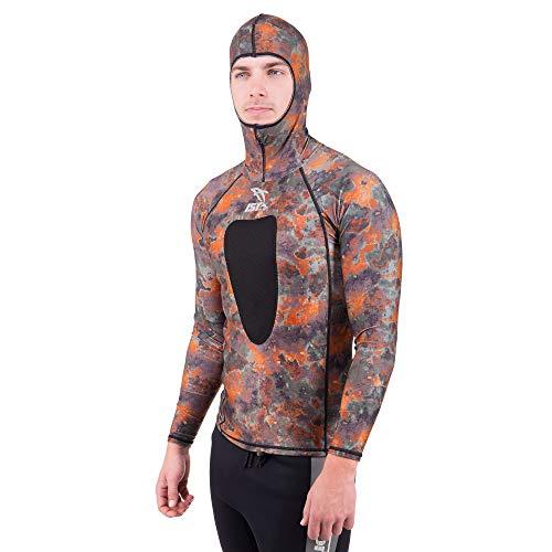 IST IST VSH-100 Camouflage Spearfishing Rash Guard with Hood, Loading Pad (Brown Camo, Medium)