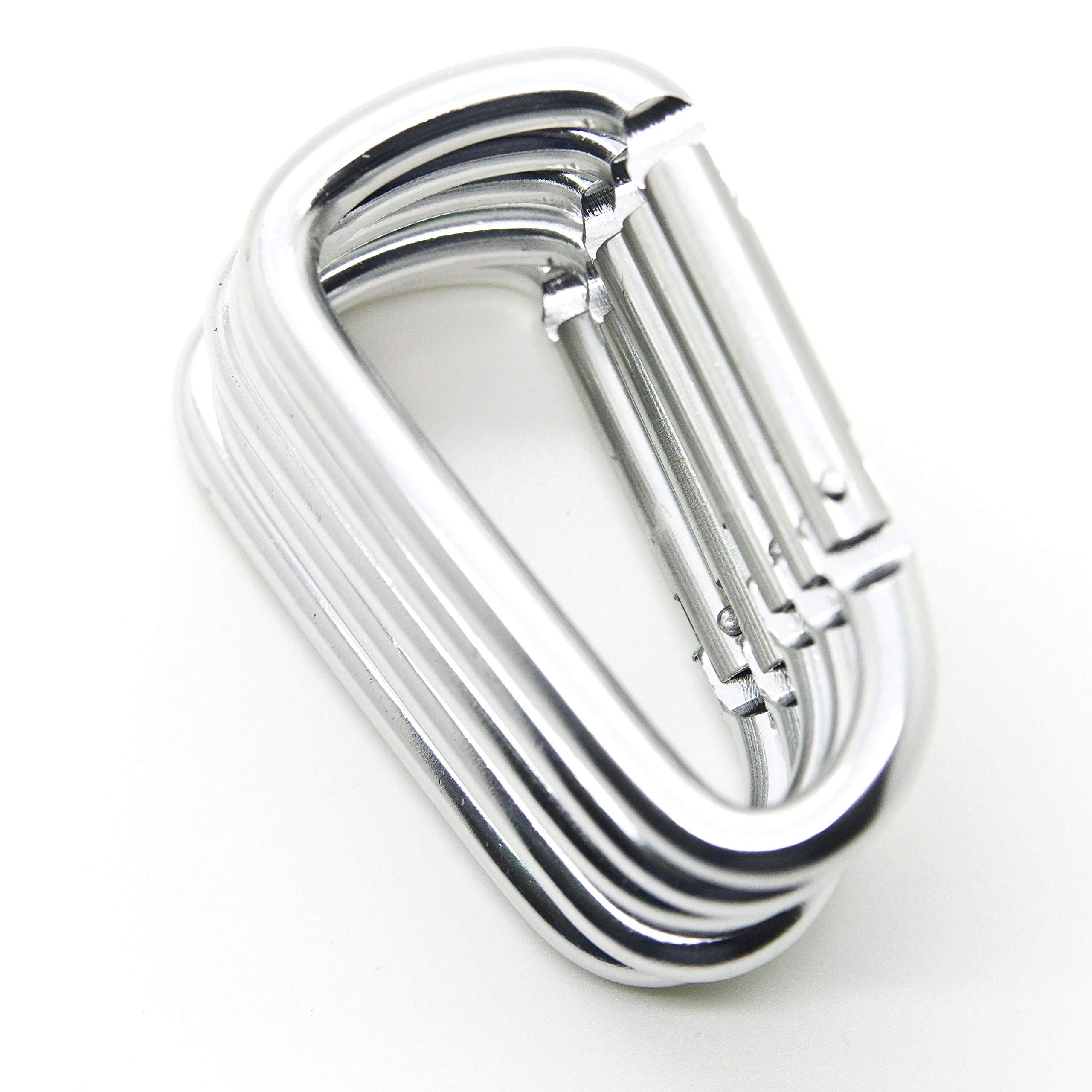 ONDEPOT 3\" Aluminum Carabiner D Shape Buckle Pack, Keychain Clip, Spring Snap Key Chain Clip Hook Buckle (Silver (12 Pack))