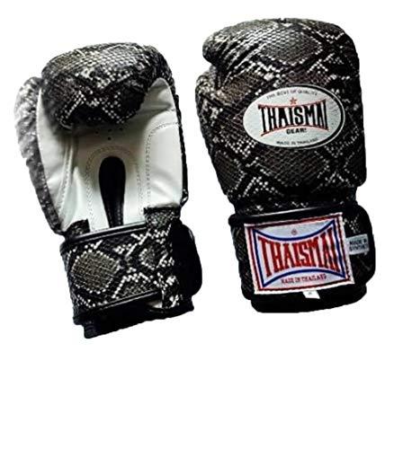 Thaismai THAISMAI Muay Thai Style Vectro Straps Boxing Gloves Python Skin Pattern with Polyurethane Synthetic Leather Material Black Color (16)