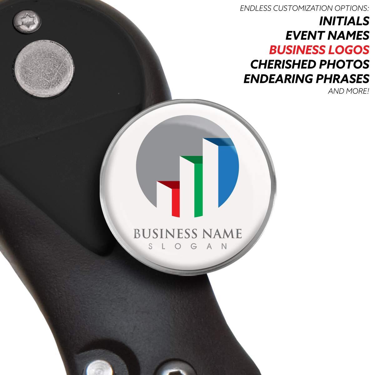 Clip Wipes Clip Wipes Golf Divot Tool Custom Logo | Switchblade Style | (5) 1\" Logo Golf Ball Marker | Personalized (Black)