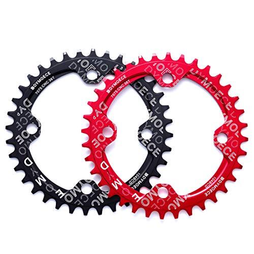 Dymoece Dymoece Narrow Wide Bike Single Chainring 104BCD 32T/34T/36T/38T for 9 10 11 SpeedRound,Black/Red,Perfect for Most of Shimano and Sram Cranksets (Black, 32T)