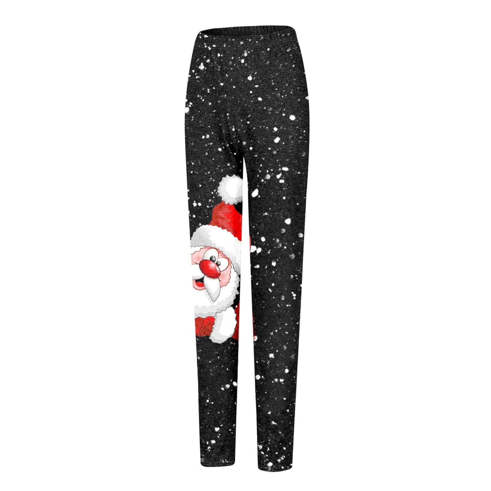 ZYXTIM ZYXTIM Christmas Running Leggings for Women Patchword Festive Holiday Themed High Waisted Butt Lifting Slim Fit Capri & Full Length Women's Leggings for Cold Winter