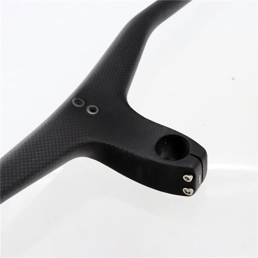 QQY QQY Carbon Fiber Integrated Mountain Bike Handlebars, -17 Degree 3K Matt Integrated Straight Flat MTB Bike Handlebar with Stem Riser (680mm,90mm)