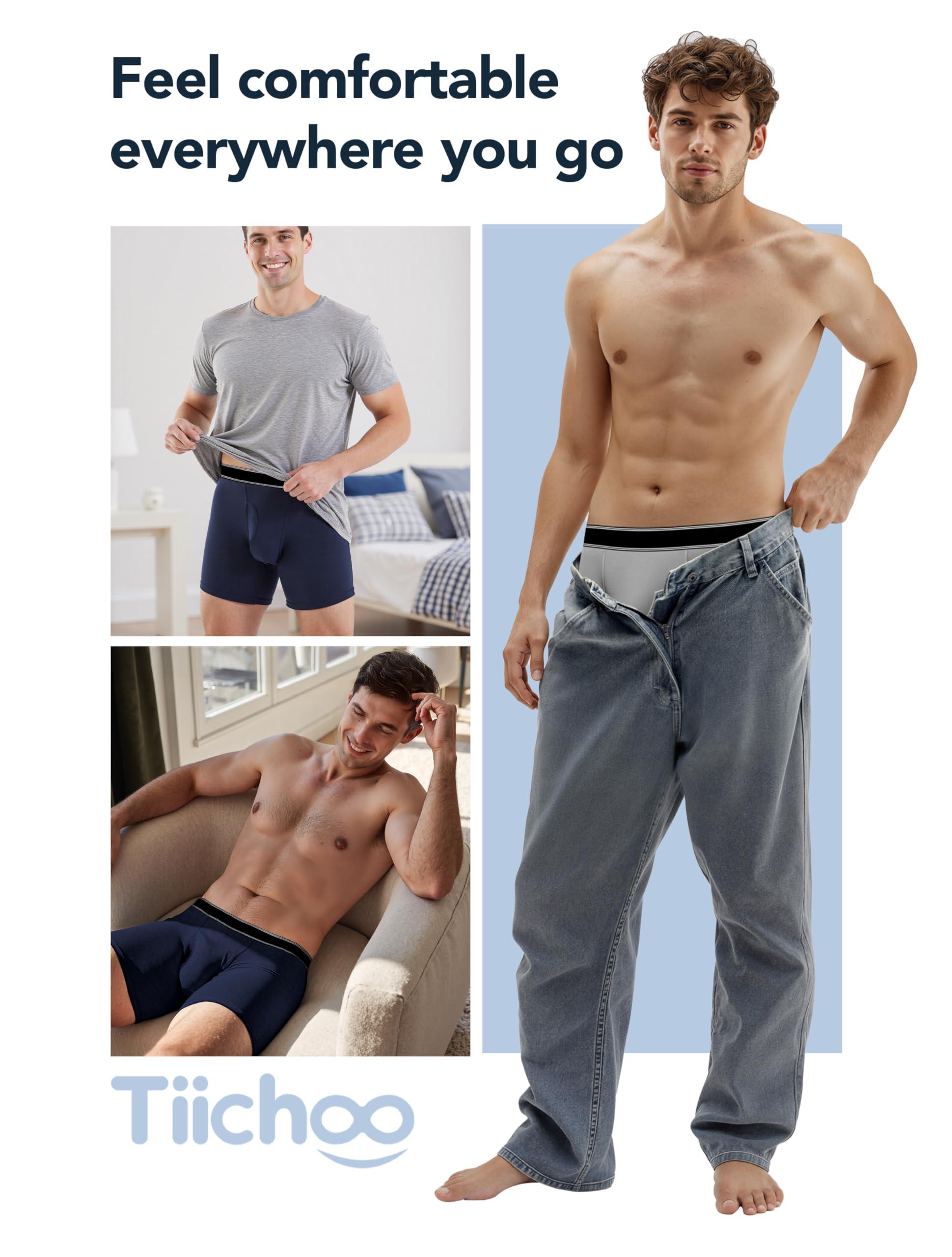 TIICHOO TIICHOO Mens Incontinence Underwear Washable Cotton Incontinence Boxer Briefs with Front Fly 3 Pack (3X-Large, 3 Black)