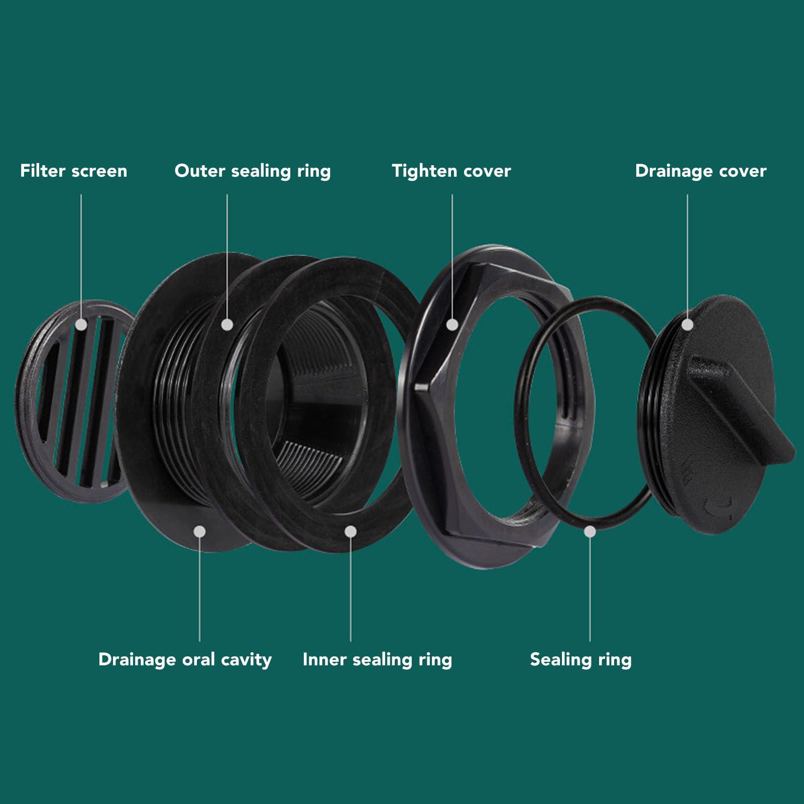 Miriam Song Miriam Song Triple Seal ABS Boat Deck Drain, Easy to Clean, Prevent Blocking, Scupper for Boat Deck Floor (Black)