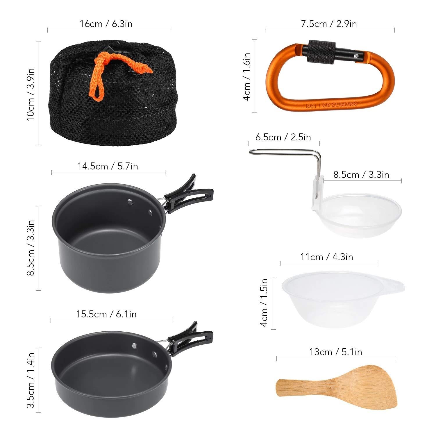 OUTPFTS OUTPFTS 10pcs Camping Cookware Mess Kit Camping Pot Pan Bowl Cookset Outdoor Cooking Equipment Pot Pan Bowls Backpacking Hiking Gear