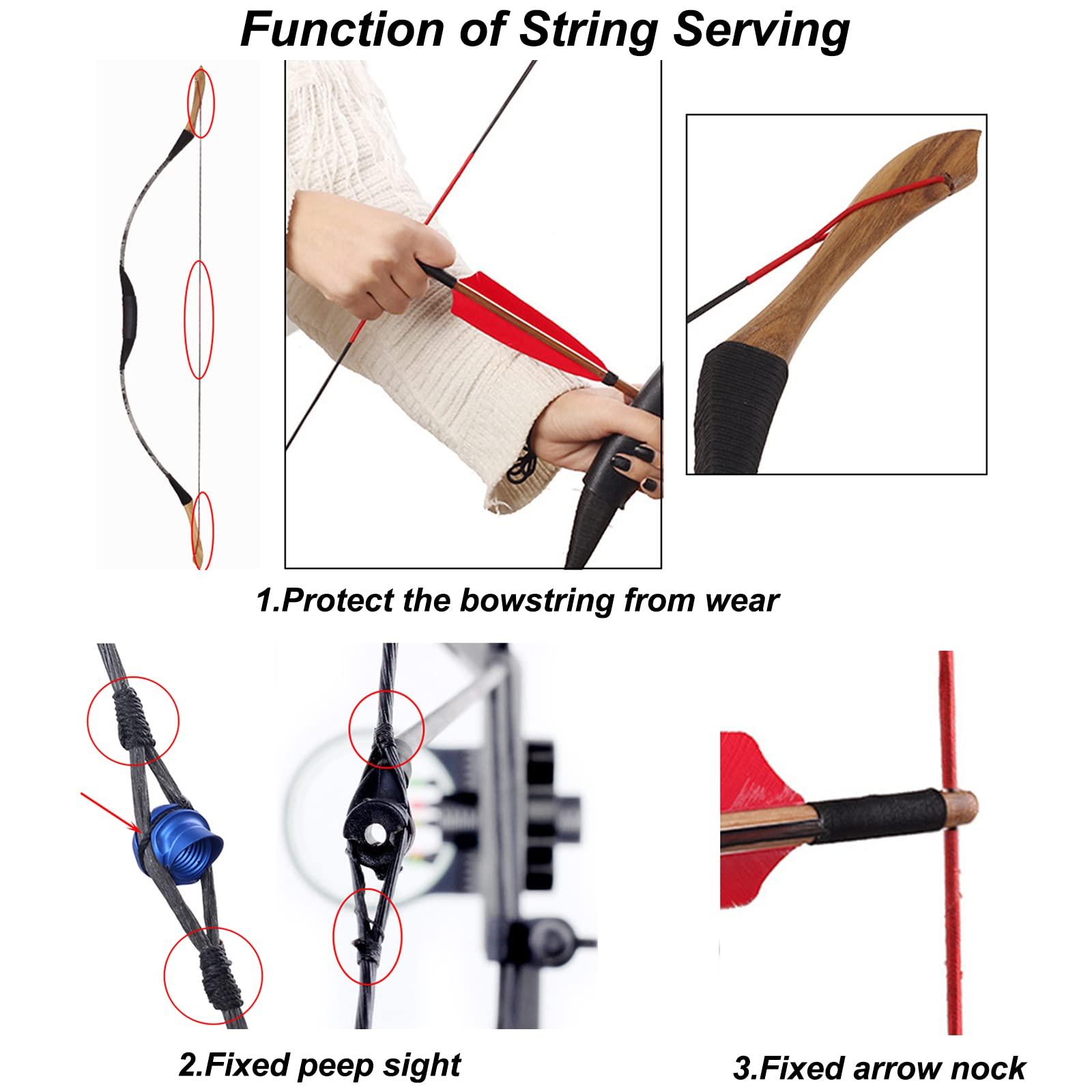 SOPOGER SOPOGER Archery Bowstring Serving Thread Jig 131 yard/120m Durable Nylon Bow Serving String Thread for Compound/Recurve Bow Tying Peep Sight Nock (Black)