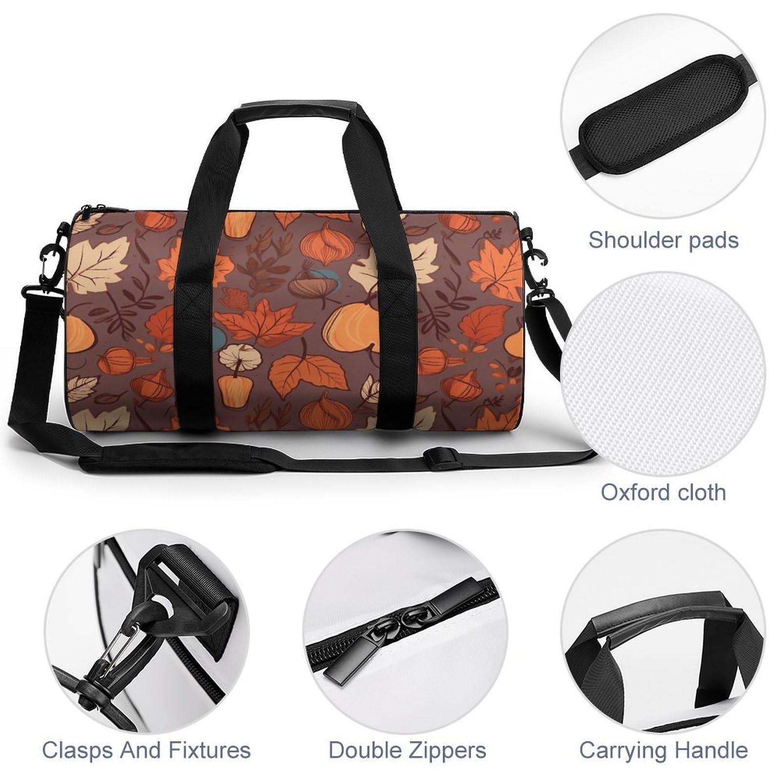 LXTDPBK Gym Bags for Men Women Fall Duffle Bag Travel Overnight Bag with Shoe Compartment Tote Bags