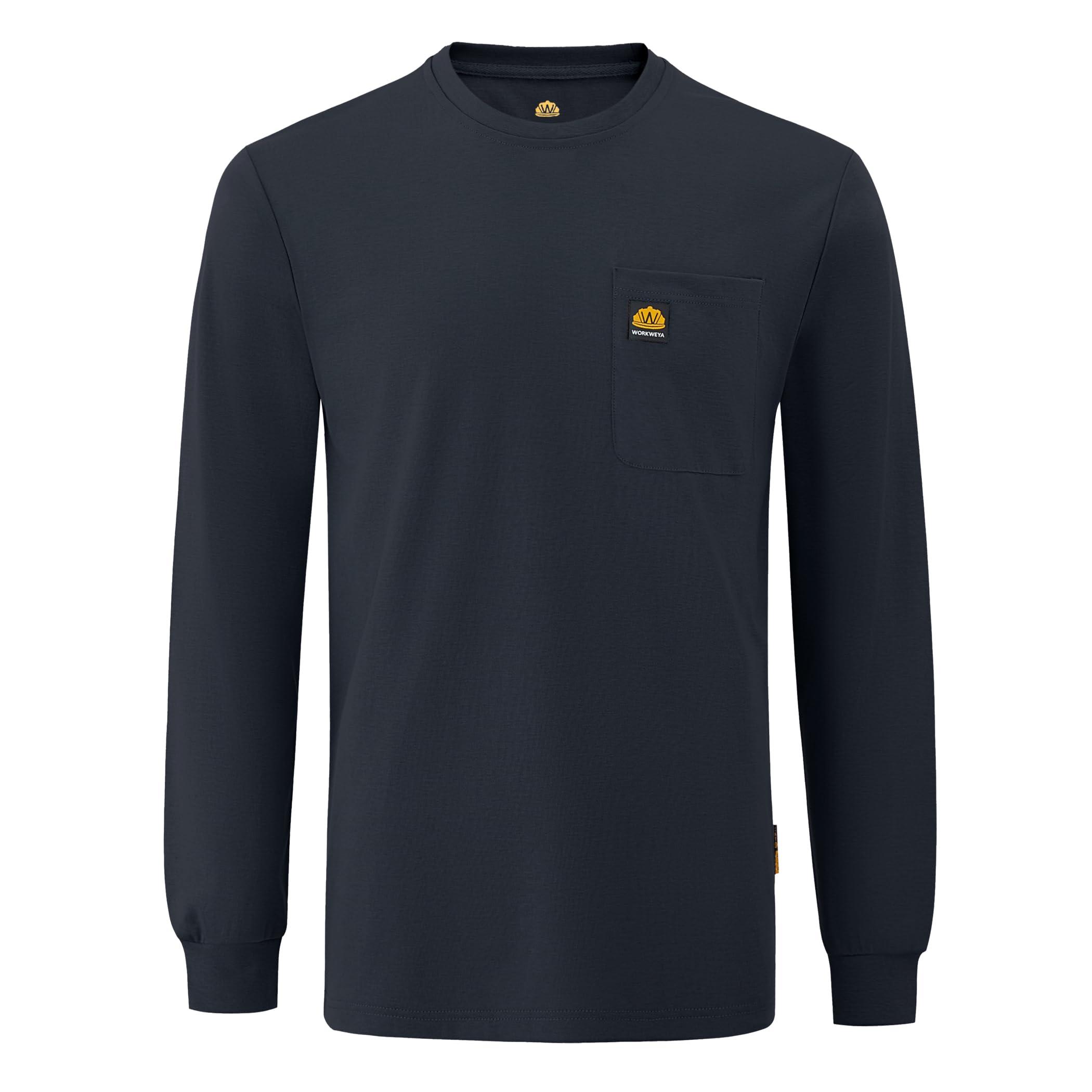 WORKWEYA WORKWEYA FR Shirts for Men 6.5oz Flame Resistant Shirt Lightweight NFPA 2112 Long Sleeve Shirt Blue