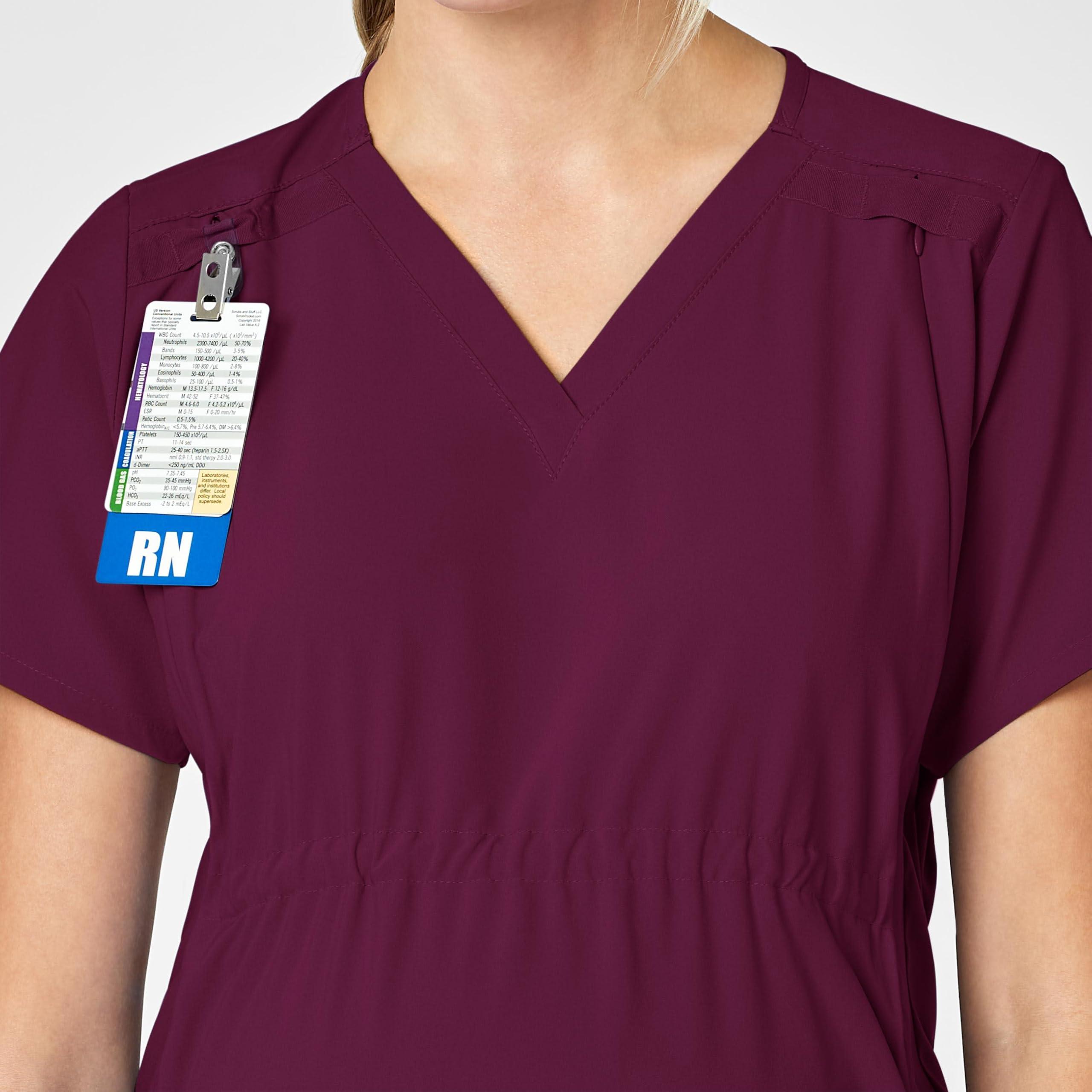WonderWink Wink Scrubs for Women, W123, Maternity V-Neck Tops with 5 Pockets, Wine, L