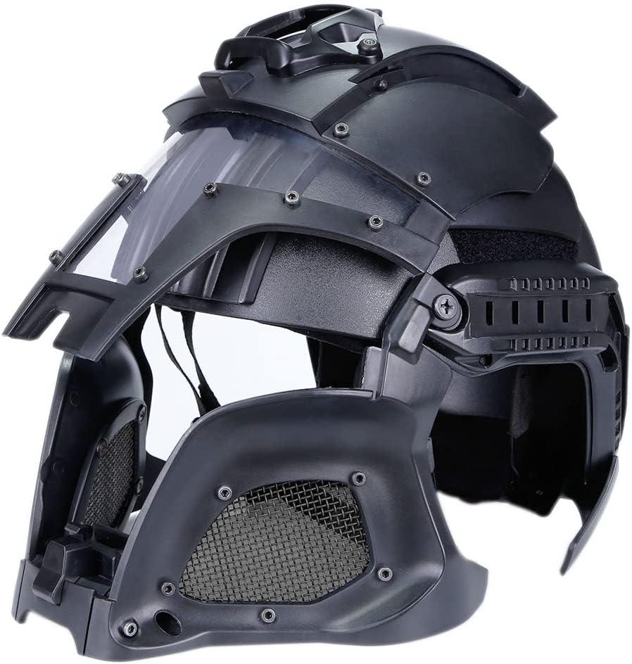 ACEXIER ACEXIER Tactical Military Ballistic Helmet Side Rail NVG Shroud Transfer Base Army Combat Airsoft Paintball Full Face Mask Helmet (Grey)