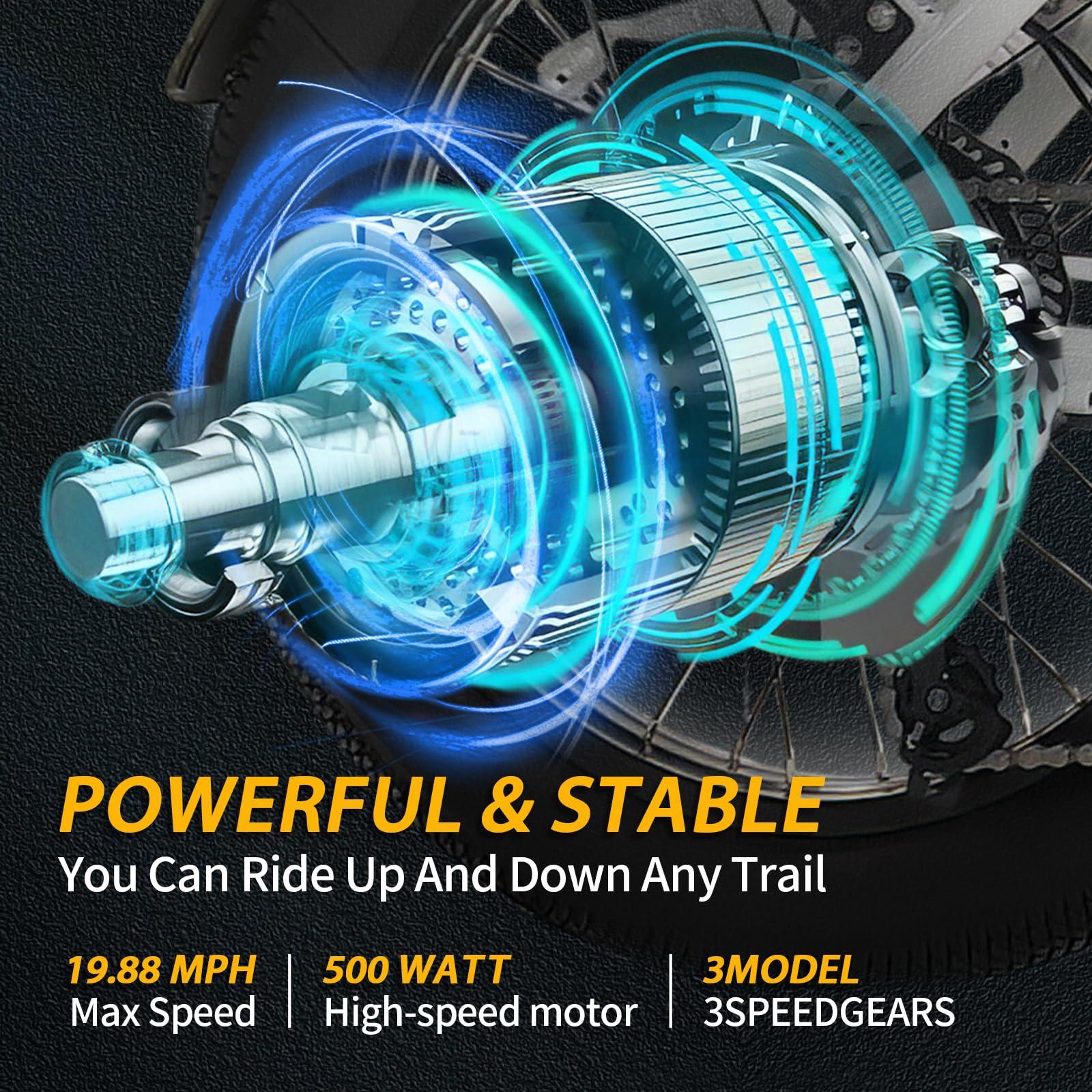 KORNORGE KORNORGE Electric Bike for Adults, 20" Ultra Light Foldable Electric Bike, 20MPH, 7-Speed and Dual Shock Absorber with Rear Seat Cushion, Electric Cruiser Bike with Basket for Female Male