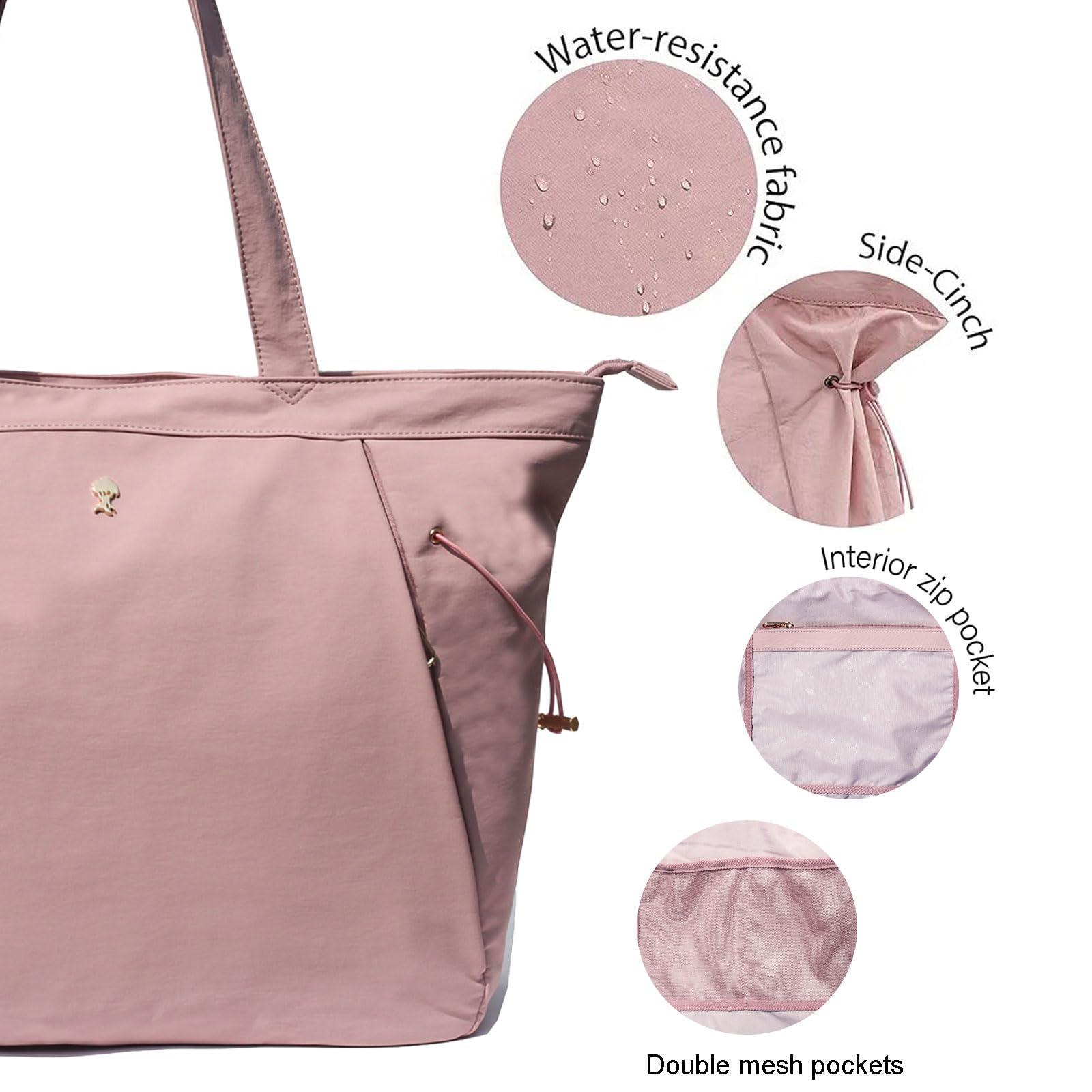 ESVAN ESVAN Tote Bag with Yoga Mat Carrier Pocket for Women Shoulder Bags Drawstring for Office Workout Travel Carryall Pilates Gym and Beach