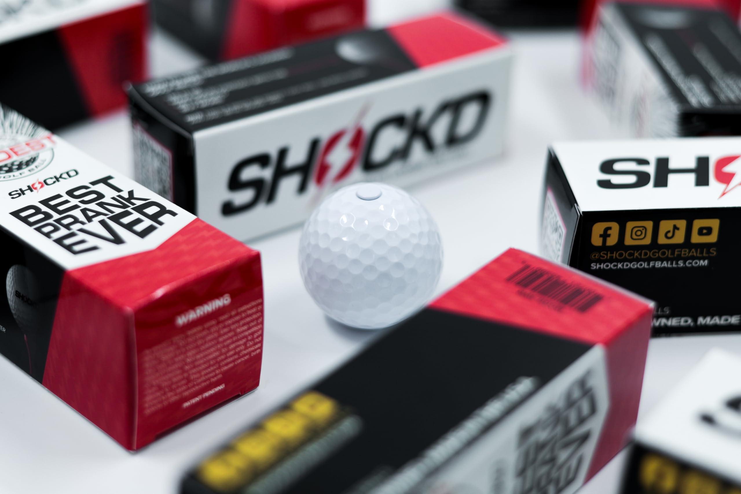 SHOCK'D GOLF BALLS SHOCK'D GOLF BALLS - The World's Loudest Golf Ball - Viral Prank Ball (Sleeve of 3, Novelty) - White Dot Botton
