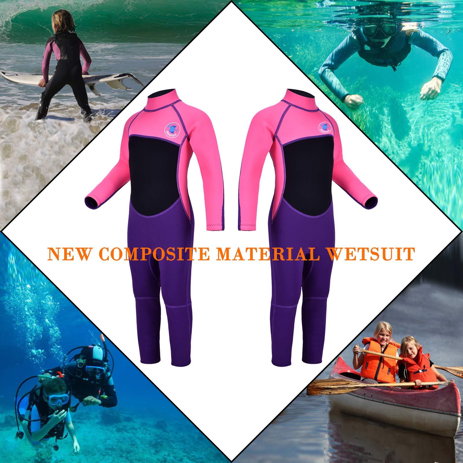 REALON REALON Kids Wetsuit for Girls Boys Toddler and Youth 3mm Neoprene Child Full Wet Suits Warm in Cold Water Thermal Swimsuit Back Zip for Swimming Diving Jet Skiing Surfing
