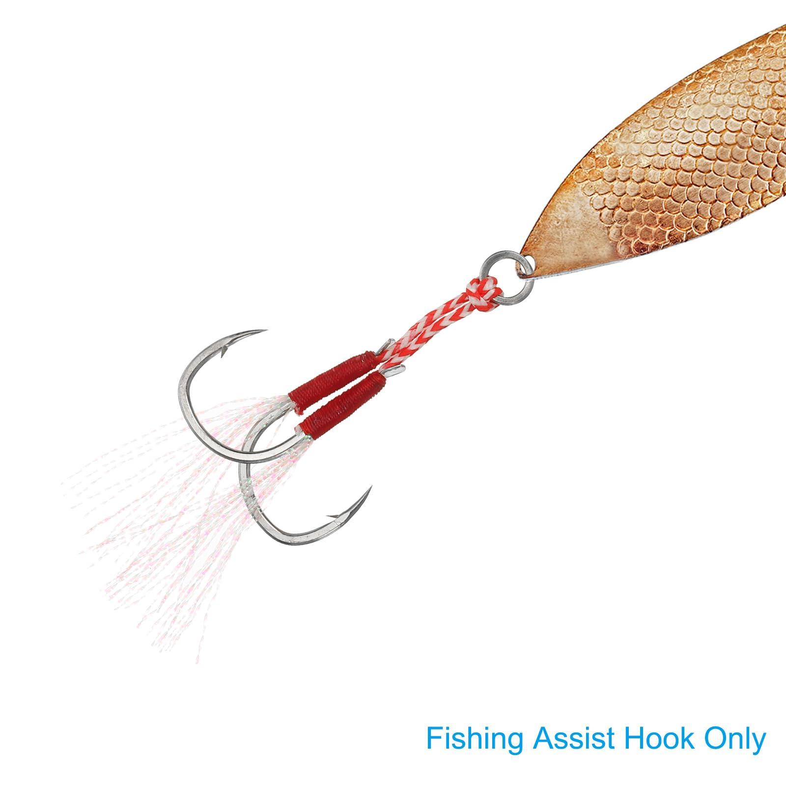 PATIKIL PATIKIL Double Fishing Assist Hooks Kit, 5 Pcs Glow Jigging Hook Slow Fast Fall Jigs Fishing Hooks for Vertical Jigging Lures, Green (18#, 2.8"x0.7")