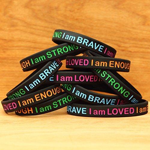 SayitBands SayitBands 10 I Am Strong Brave Loved Enough Wristband - Silicone Bracelets