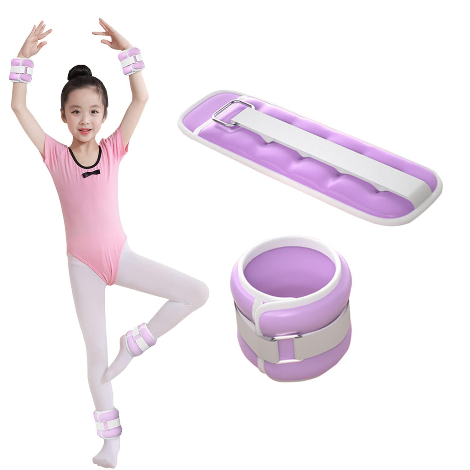 hujio Ankle Weights, Ankle/Wrist Weights for Women, Kids, 2 x 0.3KG/0.5KG Hand Leg Weight for Kids Sandbags, For Child Gymnastics, Dancing, Aerobics Exercise (Size:single0.5KG,Color:Purple)