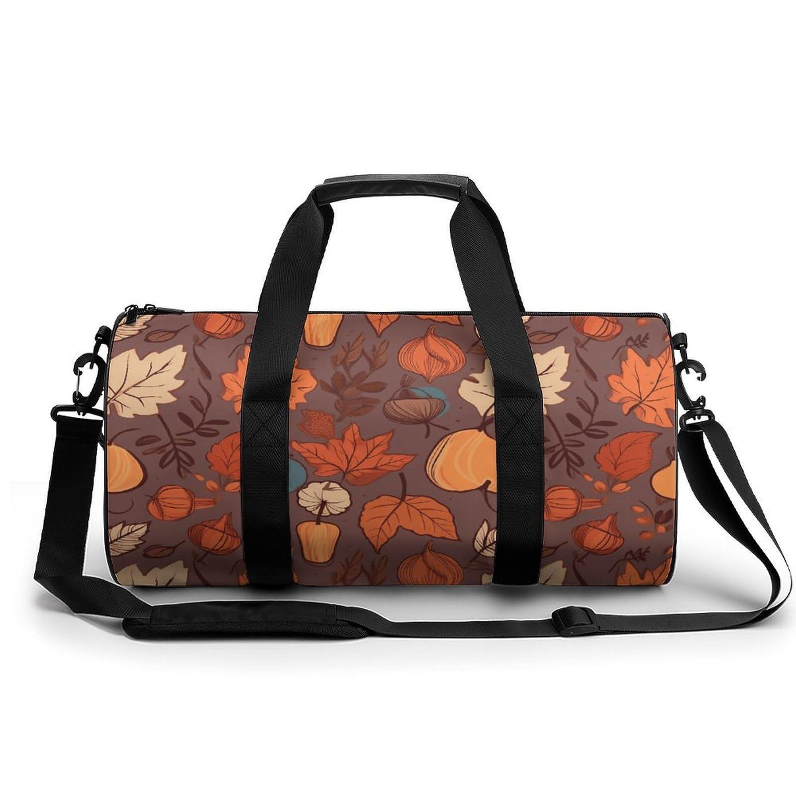 LXTDPBK Gym Bags for Men Women Fall Duffle Bag Travel Overnight Bag with Shoe Compartment Tote Bags