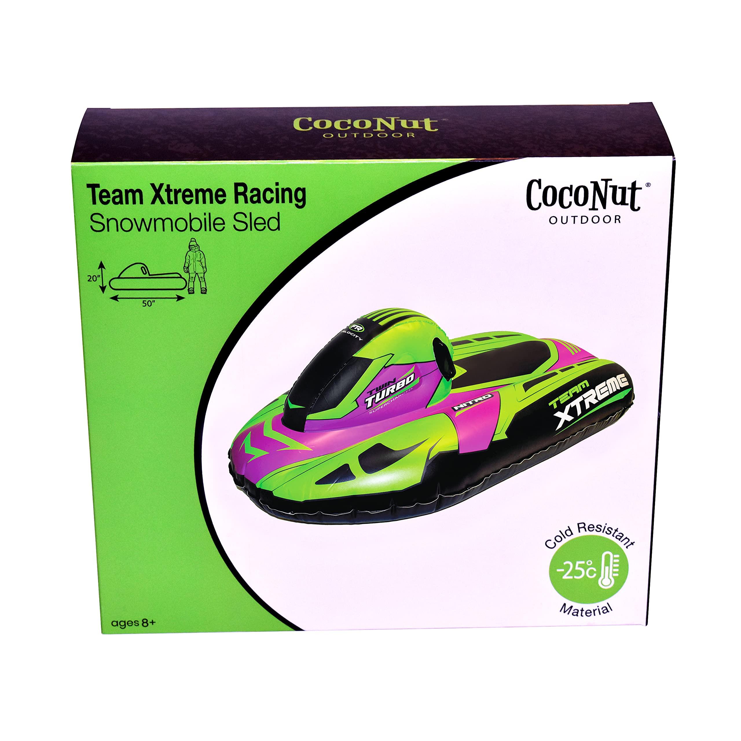 CocoNut Outdoor CocoNut Outdoor- 50 Inflatable Snowmobile Sled- Team Xtreme Racing Heavy Duty Snow Sled with Sturdy Handles for Kids, Teens and Adults-Cold Resistant Toboggan -Lightweight Tube for Boys and Girls
