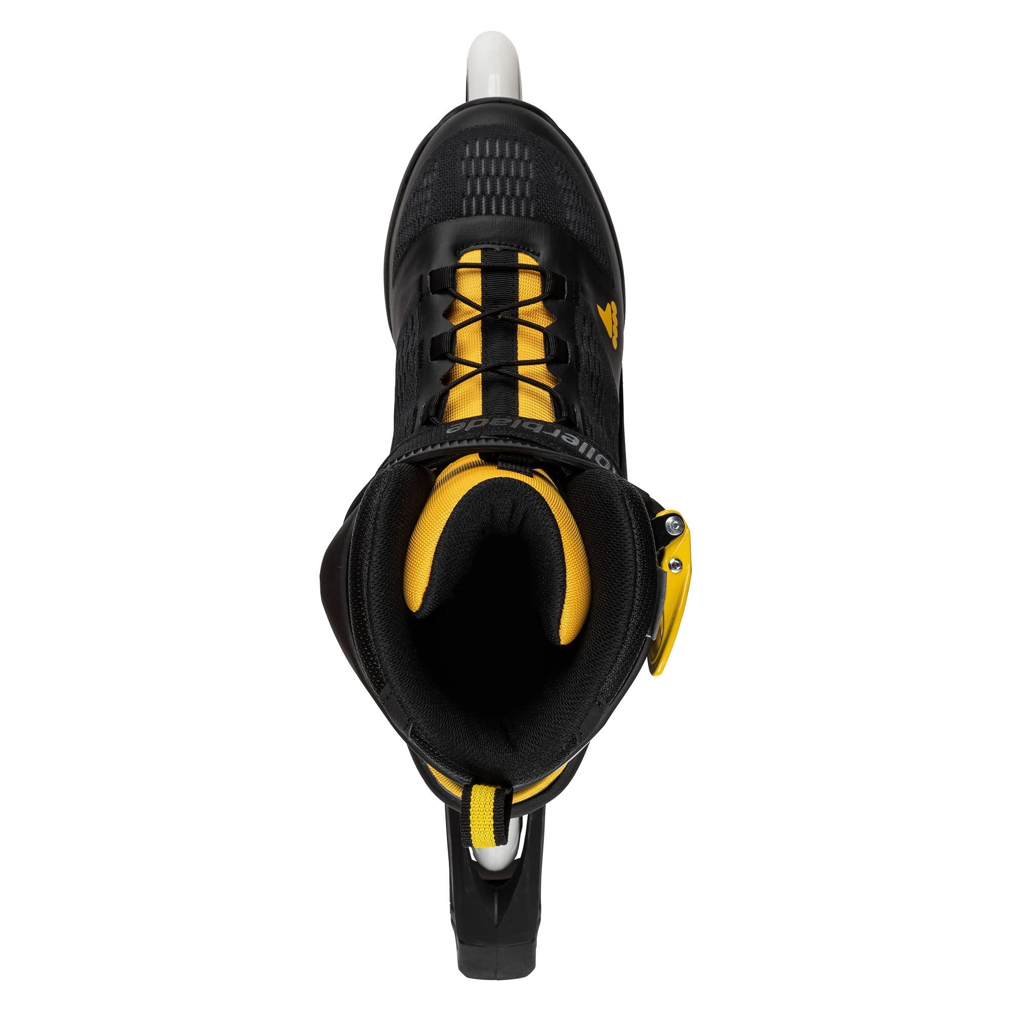 Rollerblade Rollerblade Macroblade 100 3WD Mens Adult Fitness Inline Skate, Black and Saffron Yellow, Performance Inline Skates