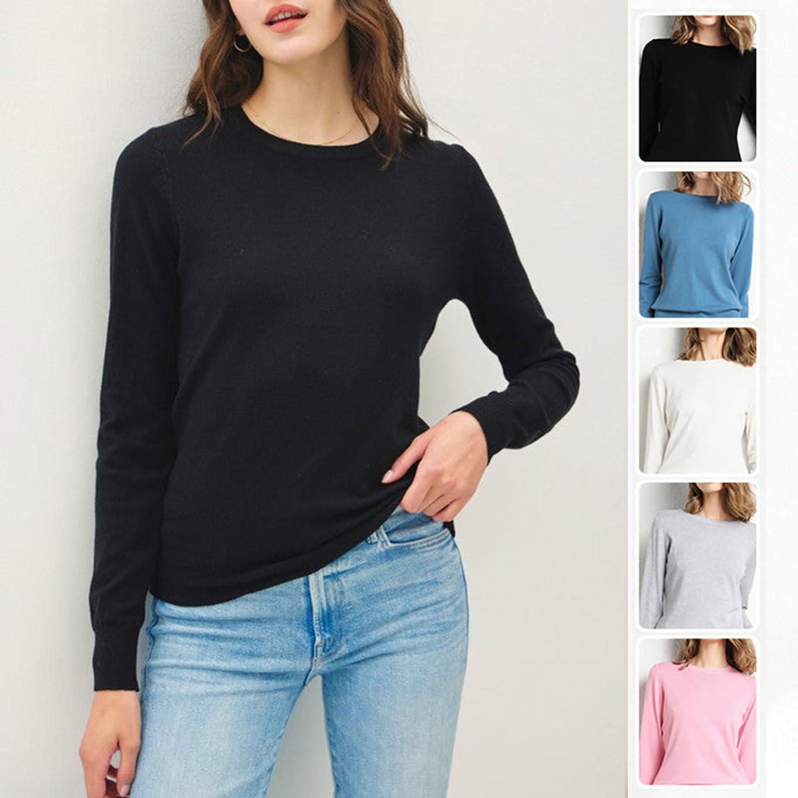 lanshougu lanshougu Basic Knit Sweater,Casual Crew Neck Knit Lightweight Pullover Sweater,Long Sleeve Basic Knit Pullover Sweater (Black,2XL)