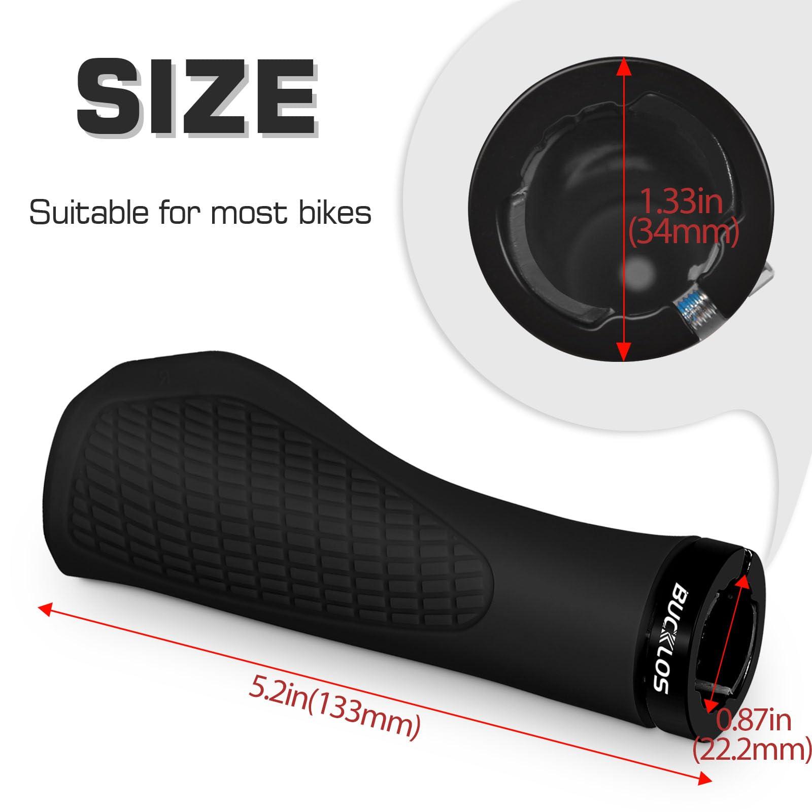 BUCKLOS BUCKLOS Mountain Bike Handlebar Grips Double Lock-on Bike Grips Anti-Slip Bicycle Handle and MTB Flat Aluminum Alloy Pedal with Large Platform -Non-Slip Pedals