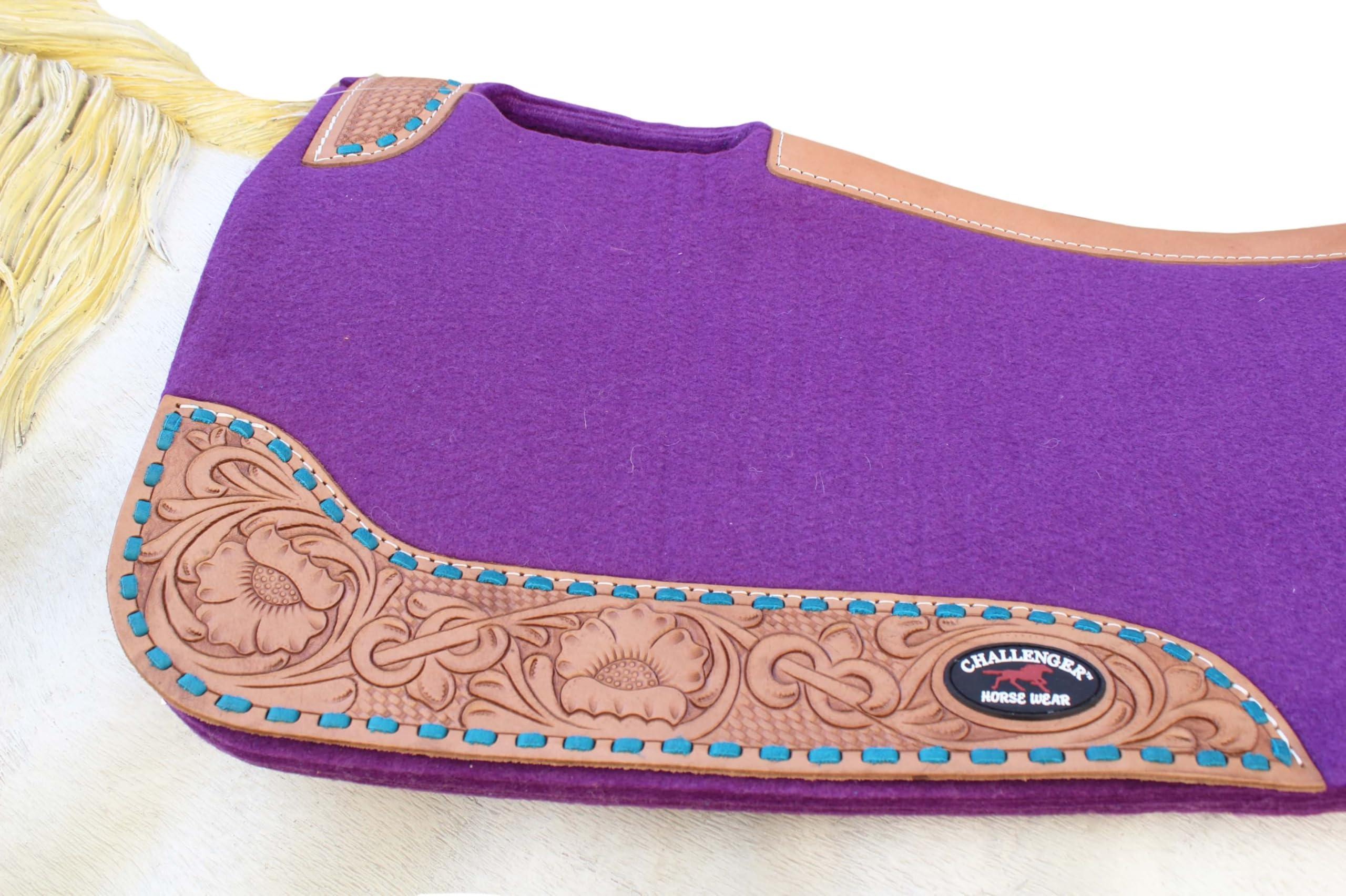 CHALLENGER CHALLENGER Horse Saddle PAD Western Contoured Wool Felt Moisture Wicking Purple 39RT04PR