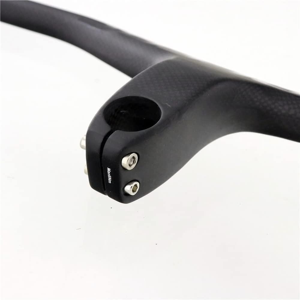 QQY QQY Carbon Fiber Integrated Mountain Bike Handlebars, -17 Degree 3K Matt Integrated Straight Flat MTB Bike Handlebar with Stem Riser (680mm,90mm)
