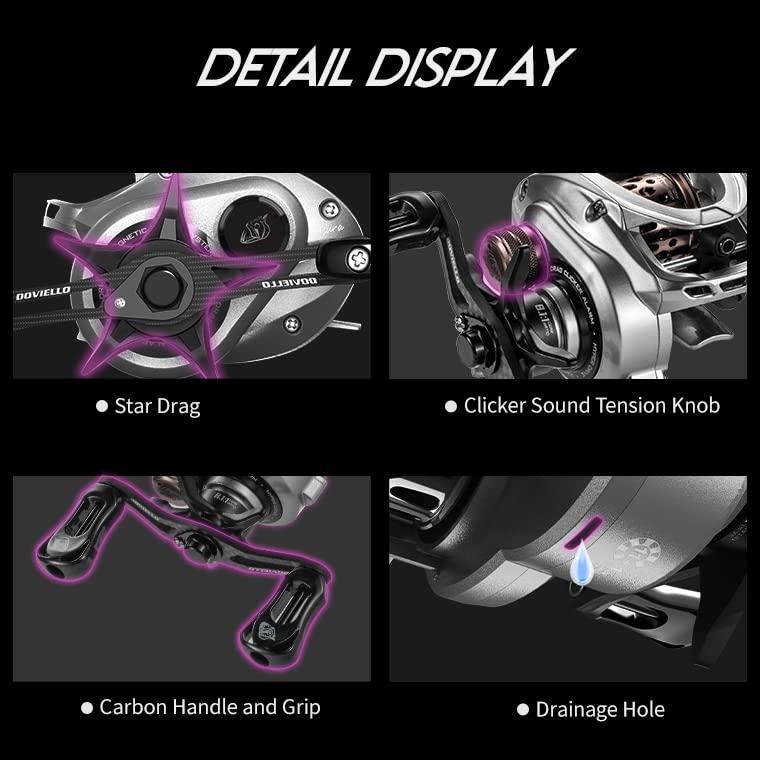 DOVIELLO DOVIELLO HICC50 136g/4.8oz Ultralight Baitcaster Reels BFS Reel Baitcasting Fishing Reel 8.1 Gear Ratio 10+1BB 4KG/8.8LB Drag Power Baitcaster Full Carbon High Compact