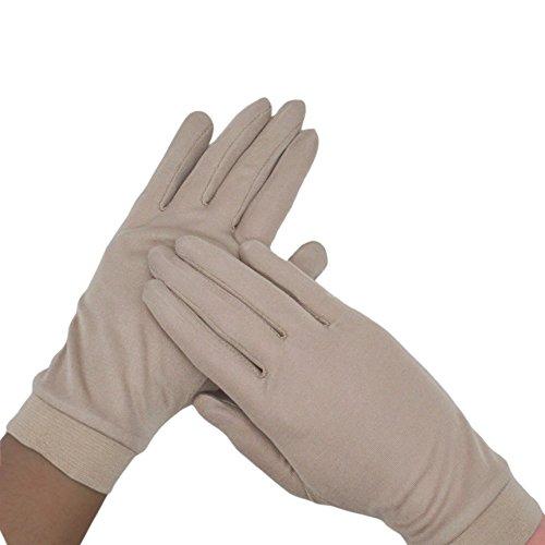 MAYMII MAYMII Women\'s 100% Pure Mulberry Silk Gloves Liner Glove Inner Ski Bike Cycle Gloves for Driving, Fashion, Sun and Cold Protection (Khaki)