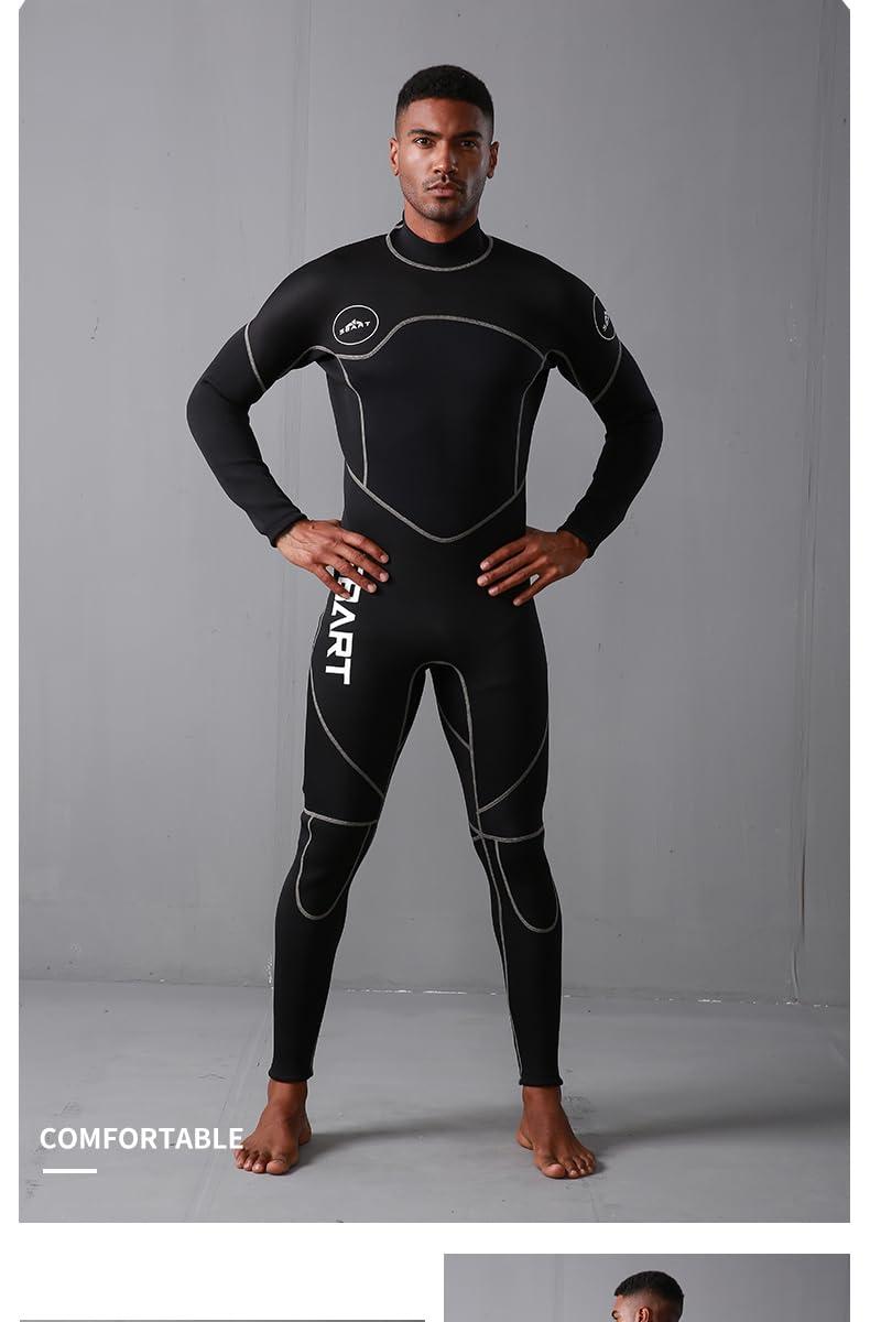 SafeMax Sbart Mens 3mm Wetsuit, Full Body Diving Suit Back Zip Wetsuit for Diving Snorkeling Surfing Swimming (X-Large)