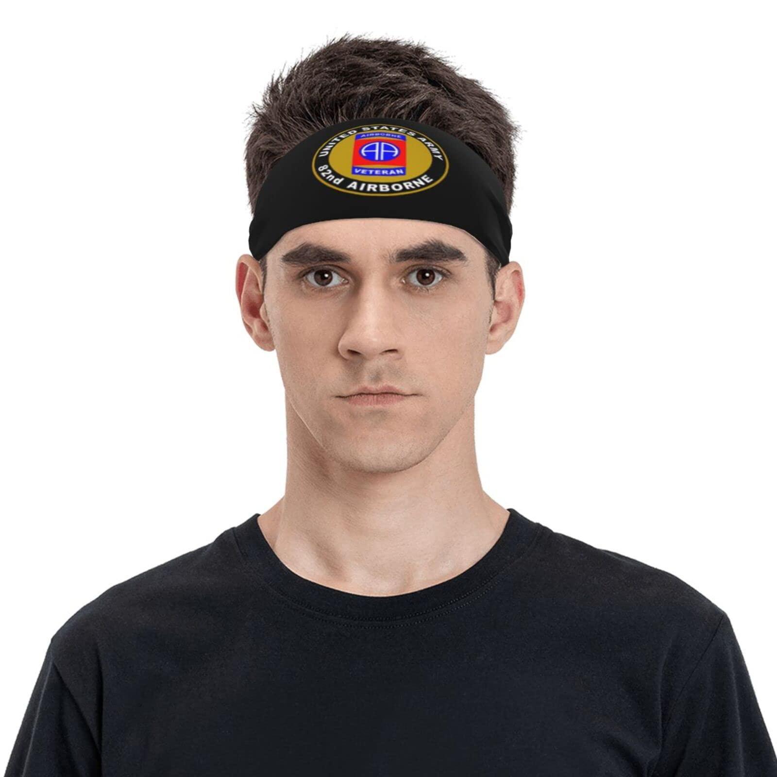 Tavos Army Veteran 82nd Airborne Sports Sweatband Headband for Men - for Tennis, Basketball, Running, Gym, Working Out
