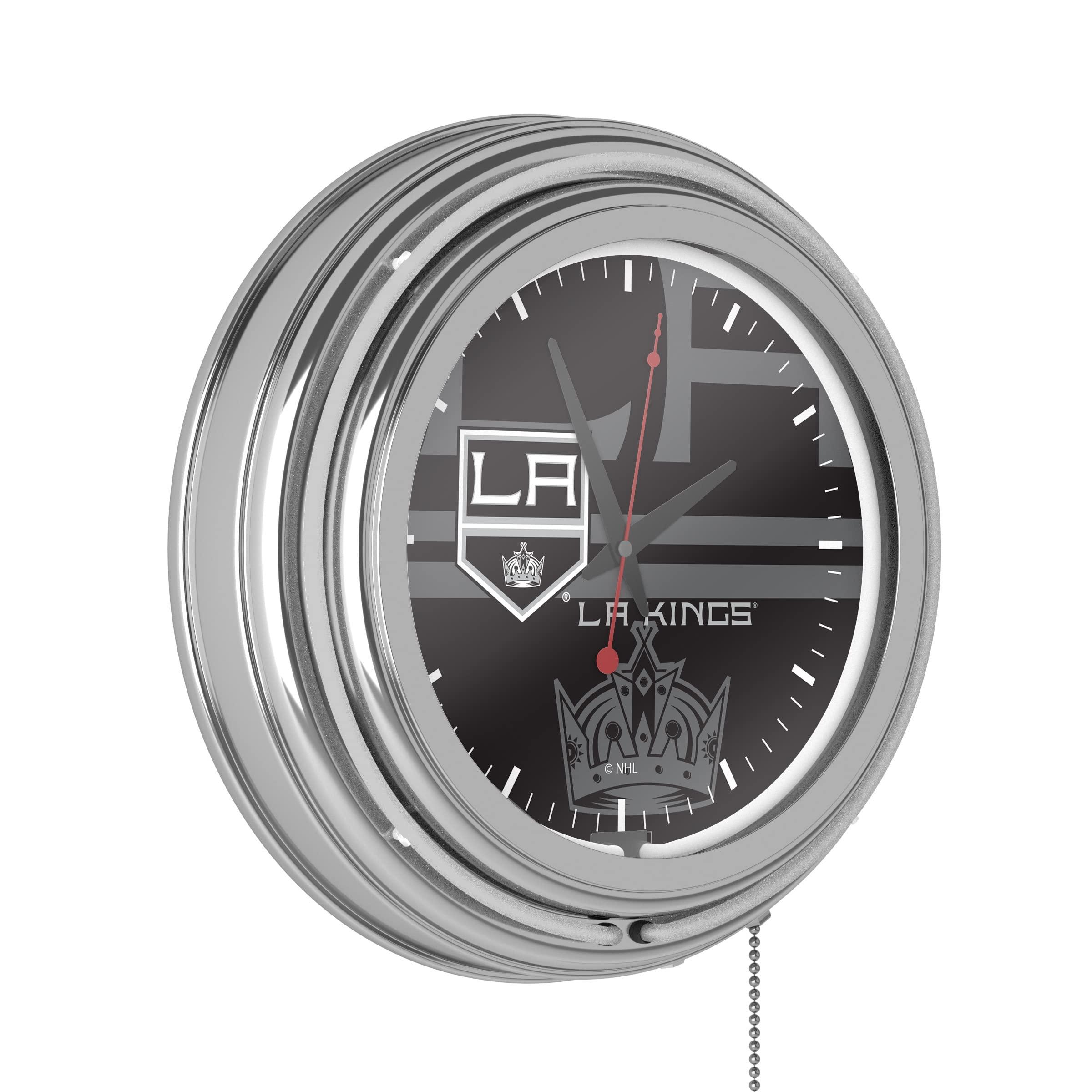 Trademark Global Trademark Global Neon Clock - Retro Los Angeles Kings Watermark Analog Wall Clock with Pull Chain - for Kitchen, Garage, Game Room, or Home Bar