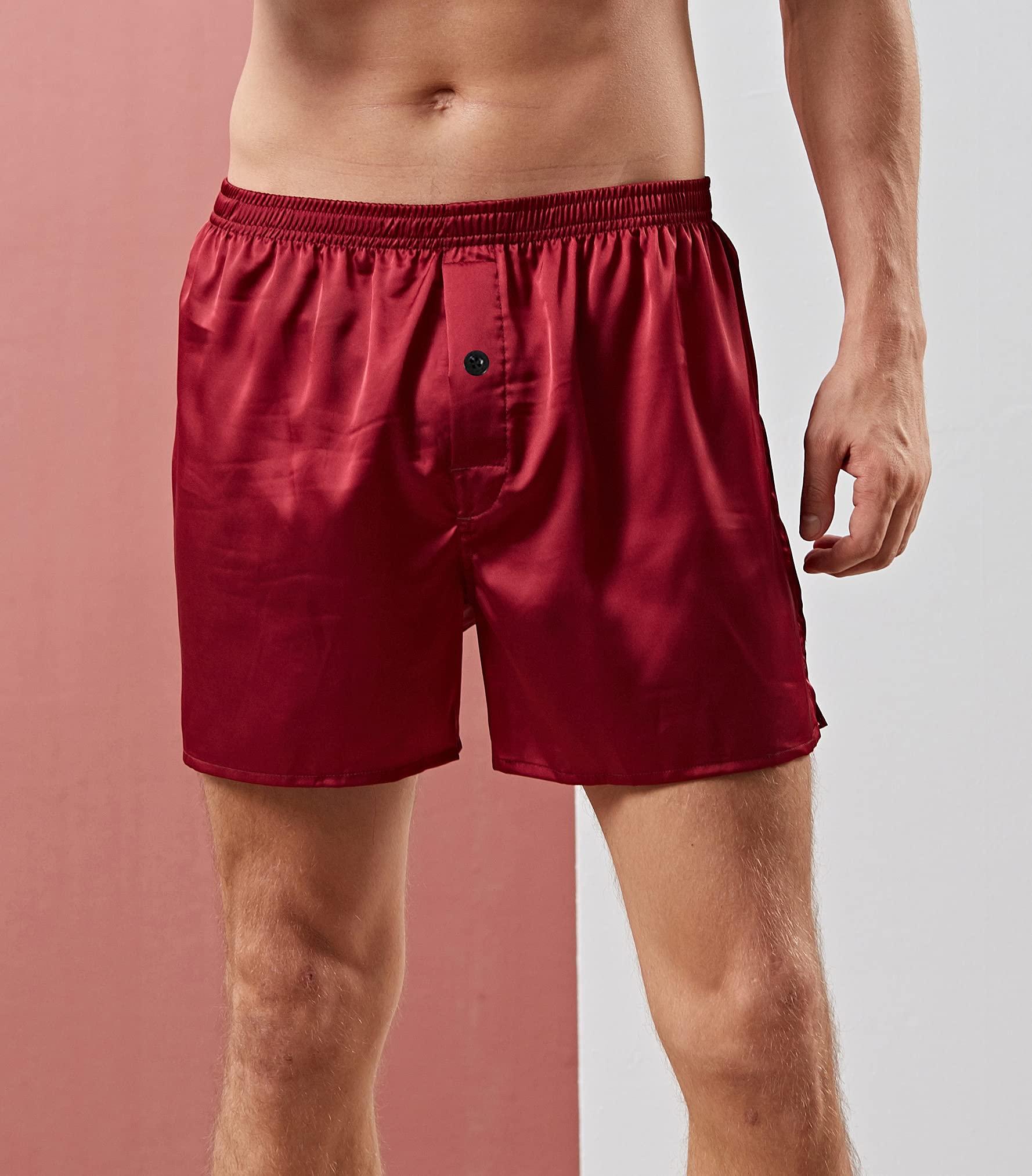 Admireme Men's Silky Satin Boxers Shorts Pajama Shorts Bottom Loose Satin Underwear Sleepwear Boxers