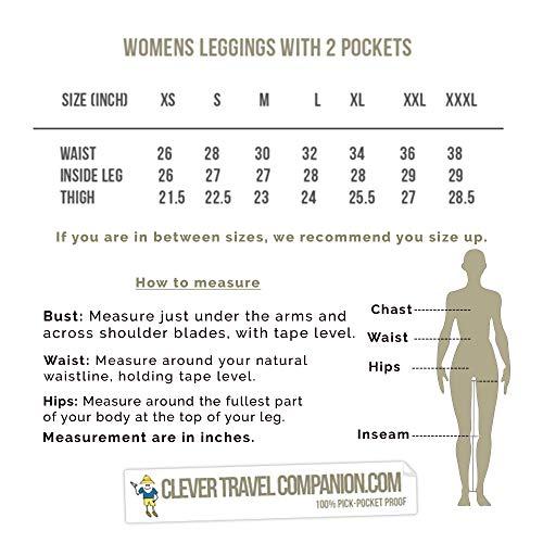 Clever Travel Companion Clever Travel Companion Everyday Leggings Gym Pants - Pickpocket & Loss Proof Cute Pants Travel Tight Leggings - Seamless Workout Leggings for Women with Two Secret Hidden Pockets - Black XXXL