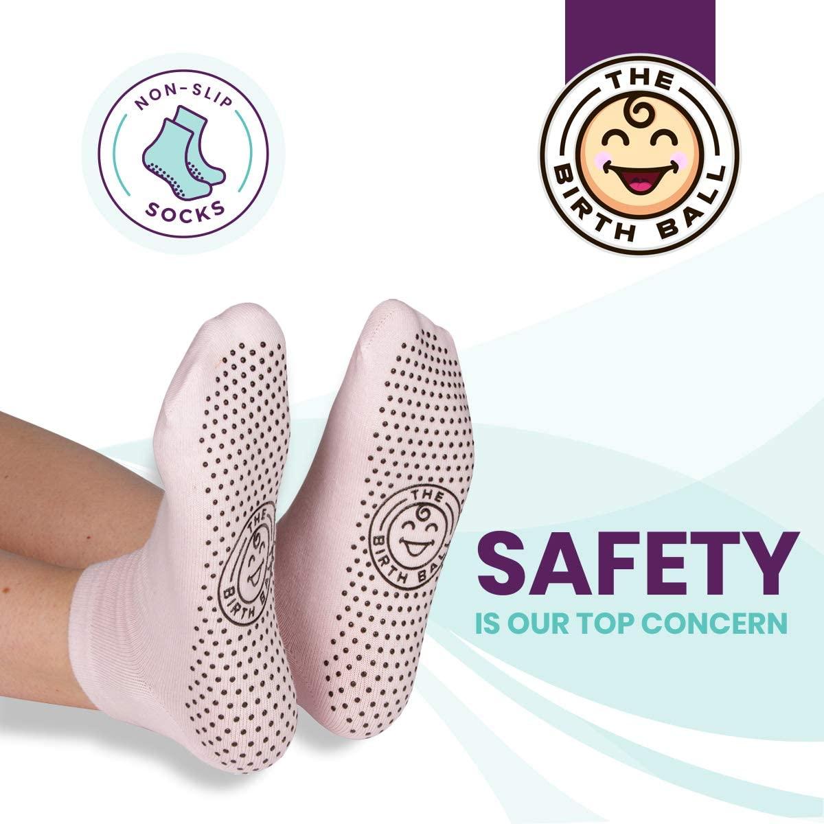 The Birth Ball The Birth Ball - Birthing Ball for Pregnancy & Labor - 18 Page Pregnancy Ball Exercises Guide by Trimester - Non Slip Socks - How to Dilate, Induce, & Reposition Baby for Mom 65cm